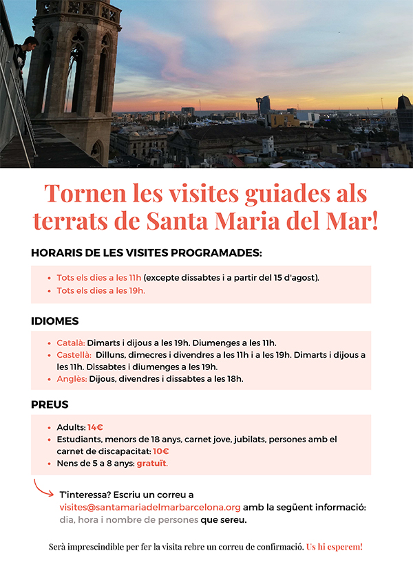 Aquest agost tornen les visites guiades als terrats de Santa Maria del Mar