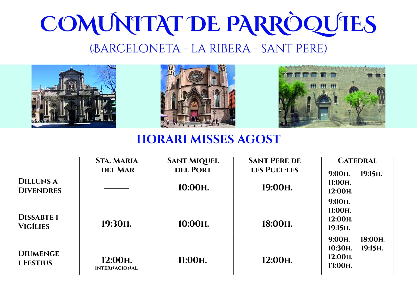 Horaris d'agost de 2023