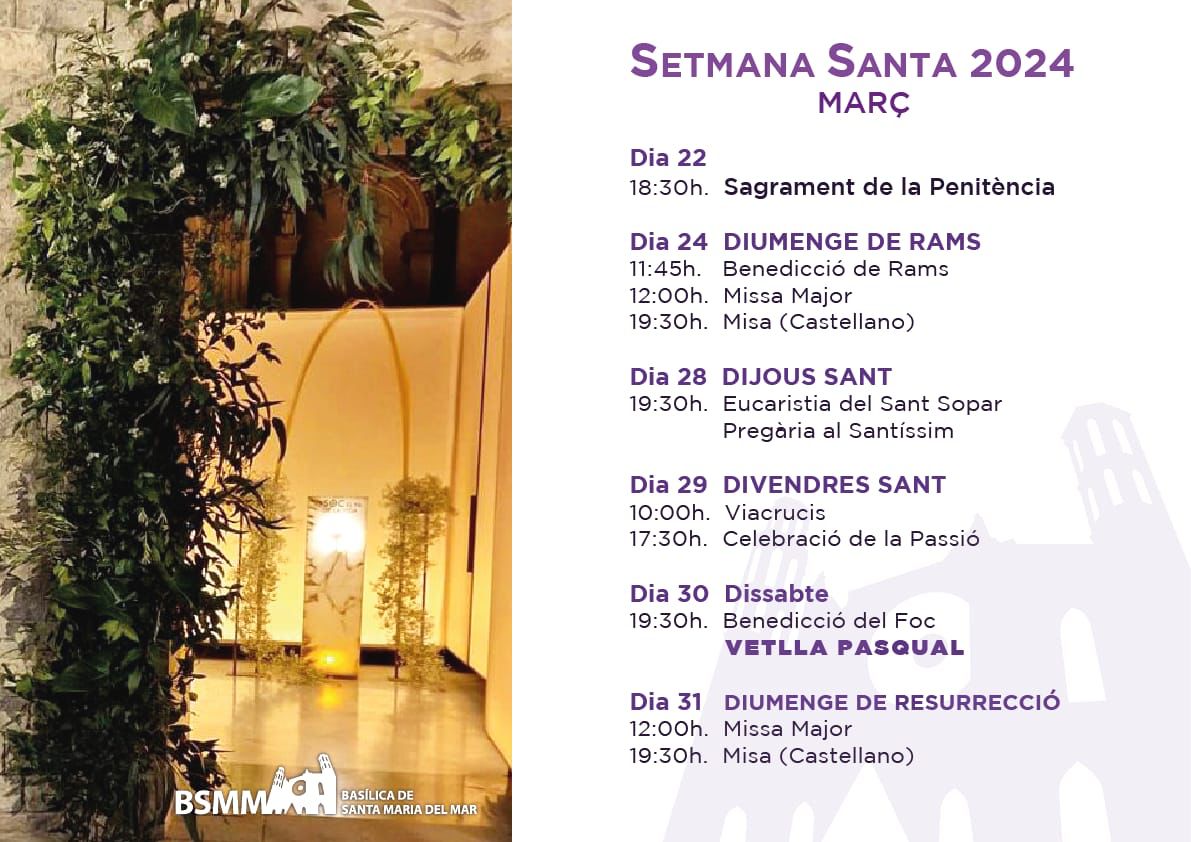 Horaris de Setmana Santa 2024
