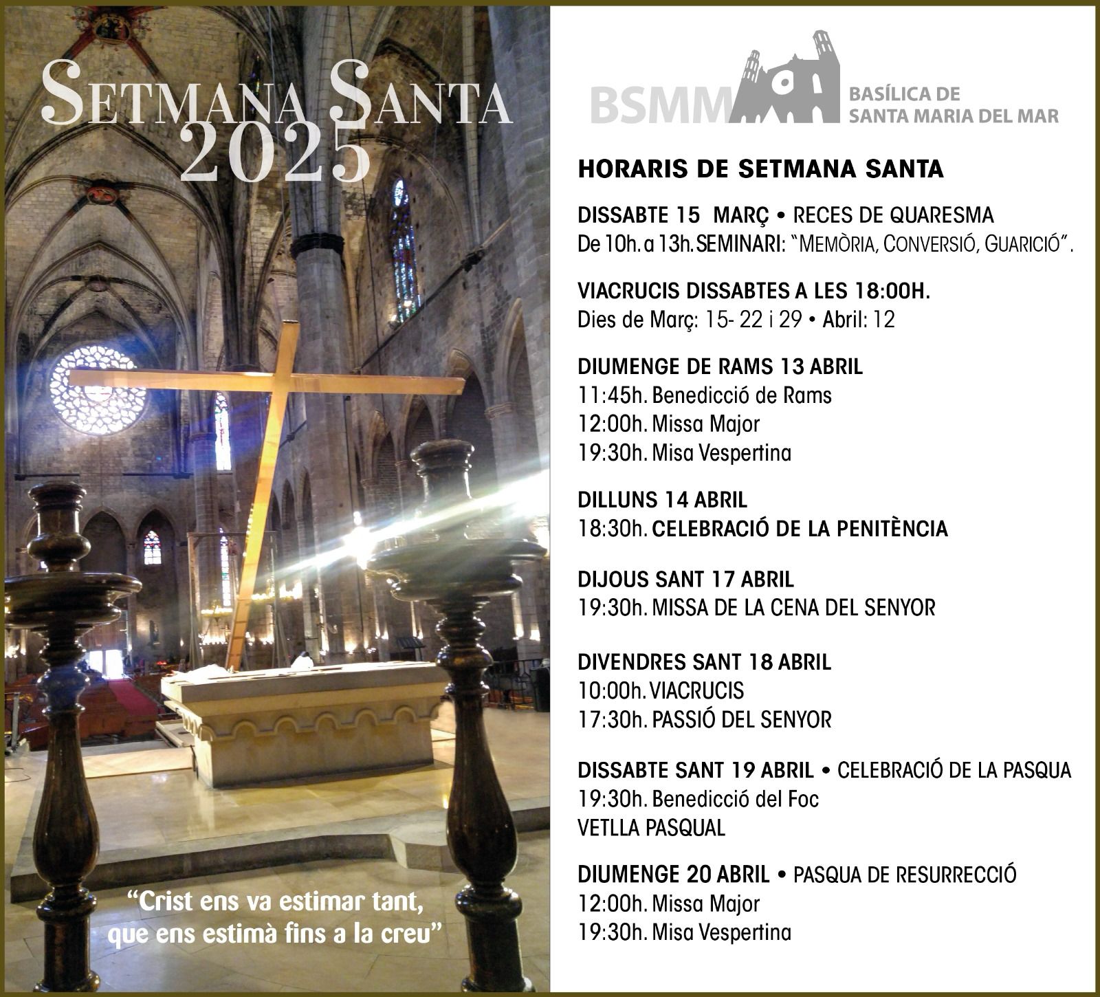 Horaris de Setmana Santa de 2025