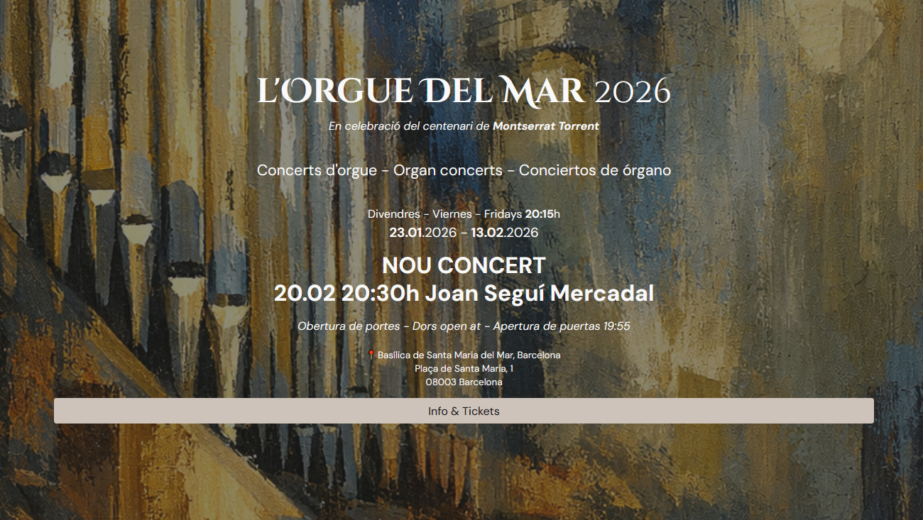 Nou concert al Cicle de concerts "L'Orgue del Mar" de 2026